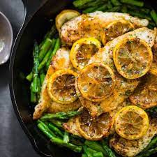 5 Ingredient Lemon Chicken With Asparagus Pinch Of Yum Recipe Lemon Chicken With Asparagus Clean Eating Recipes For Dinner Healthy Chicken Recipes