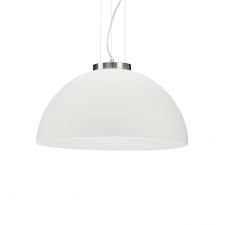Ideal Lux Id027906 Etna Modern White Glass Bowl Ceiling Pendant Light Ideas4lighting