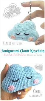 I love to make little baubles, bells and other motifs to add to presents and as ornaments. Amigurumi Cloud Keychain Crochet Free Pattern Crochet Knitting Crochet Keychain Pattern Crochet Patterns Amigurumi Crochet Keychain