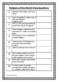 It tests both the teaching on morality and how one would . Religion Quiz Worksheets Teaching Resources Teachers Pay Teachers