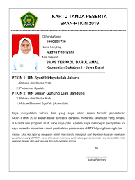 Biaya ditanggung oleh pemerintah/tidak dipungut biaya pendaftaran. Kartu Tanda Peserta Span Ptkin