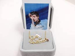 Bts V Taehyung Signature Necklace Bts Merch Kpop Bts Etsy In 2021 Signature Necklace Signature Shop Earrings