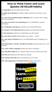 How To Think Quicker And Learn Faster 15 Amazing Habits Think Fast Brain Book How To Get Smarter