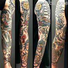It can normally be done in several ways, but typically it consists of only two colors, either black and one color, or black with a small amount of other colors. Traditional Tattoo Sleeve Oldschool Tattoo Sleeve By Joel Soos Https Instagram Com Joel Soos Traditional Tattoo Sleeve Tattoos Traditional Tattoo Sleeve