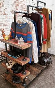 Portant Bois Et Fer Style Industriel Supports A Vetements Meuble A Fabriquer Soi Meme Mobilier De Salon