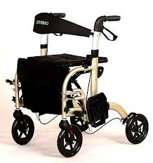 Duo 2 In 1 Transport Chair Wheelchair Hybrid Rollator Walker Combo Beige Transport Chair Transport Wheelchair Walker