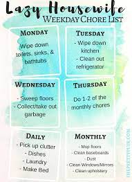 Top 5 Lazy Housewife Hacks & Weekday Chore Chart - The Pretty Plus