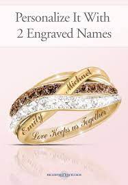 18k Gold Plated Mocha White Diamond Ring With 2 Names Rose Gold Engagement Ring Vintage Gold Bridal Earrings White Diamond Ring