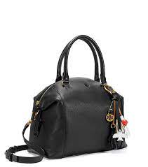 Tory Burch Leather Peace Satchel In Black Lyst