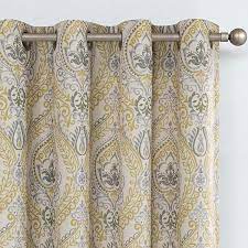 If you'd like to create contrast, pick a bold color that will complement your decorating scheme. Buy Damask Printed Curtains For Bedroom Drapes Vintage Linen Textured Medallion Curtain Panels Window Treatments Room Darkening For Living Room Patio Door 2 Panels 63 Inches Long Yellow Online In Turkey B07lbc36pf