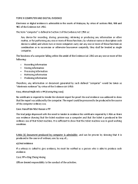 Malayan law journal, 11 (2). Topic 9 Computer And Digital Evidence Hearsay Government