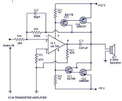12 Watts Transistor Amplifier Circuit Diagram Audio Amplifier Amplifier Transistors