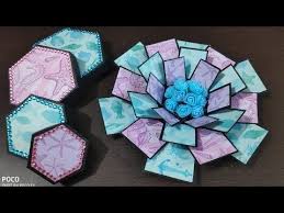 Explosion Box Tutorial How To Make Hexagon Explosion Box For Beginners Handmade Explosion Box You Explosion Box Tutorial Exploding Box Card Explosion Box