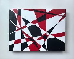 Black And White Geometric Wall Paint 12x16 Red Black And White Geometric Abstract Modern Art Etsy In 2020 Modern Art Paintings Abstract Etsy Painting Modern Art Paintings