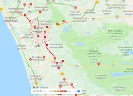 Detailed map of kerala stock vector illustration of illustration. Thrissurian On Twitter Google Map Live Traffic Of Thrissur District Kerala Showing Major Roads Closed Due To Keralafloods Keralaflood Keralasos Https T Co 7oubhoh6vj