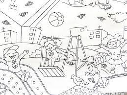 Bw Zum Ausmalen Spielplatz Stoff Kinderstoff Baumwolle Stoffknoch