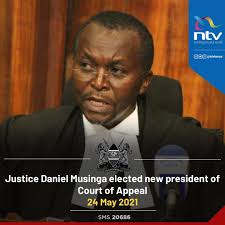 UPDATE: Justice Daniel Musinga has been elected as the new President of  Court of Appeal replacing Justice William Ouko who moved to the Supreme  Court.