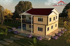 Müstakil veya ikiz konutlar (bağımsız bölüm brüt alanı 151 m2 ~ 600 m2 villalar, teras evleri, dağ evleri, kaymakam evi vb.) 150m2 Dubleks Prefabrik Ev Dubleks Prefabrik Evler Ayyildiz Prefabrik Konteyner
