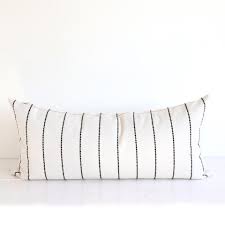 Black And White Striped Lumbar Pillow Toulouse Onyx Black And White Stripe Pillow In Extra Long Lumbar Size Long Throw Pillows Long Pillow Bed Long Pillow