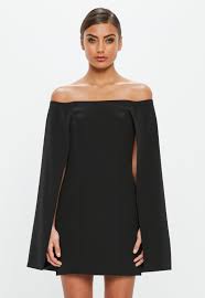 Missguided Peace Love Black Bardot Cape Tailored Mini Dress Shop Short Dresses Perfect Little Black Dress Long Black Dress