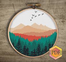 The pattern comes as a pdf file that you'll will be able to download immediately after purchase. Landscape Modern Cross Stitch Pattern Pdf Mountains Counted Etsy In 2021 Modern Cross Stitch Patterns Cross Stitch Projects Ideas Cross Stitch Landscape