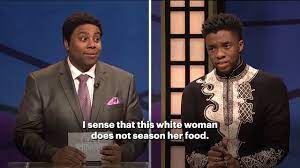Would the potatoes and raisins be equally warm? Chadwick Boseman Breaks Down The Snl Potato Salad Skit Youtube
