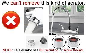 Jan 15, 2020 · put on a rubber glove, put your finger inside the spout and try turning the aerator counterclockwise to unscrew it. Jqk Cache Faucet Aerator Key Removal Wrench Tool For M 16 5 18 5 21 5 22 5 24 Cache Aerators 5 Set Pack Of 4 Hak5s P4 Amazon Com