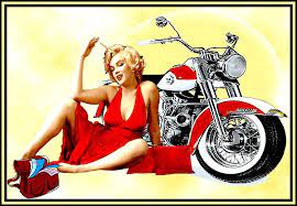 A Fine Art High Definition Vintage Marilyn Monroe Resting On A Motorcycle Poster Print Also Buy This A Marilyn Monroe Painting Art Block Motorcycle Painting