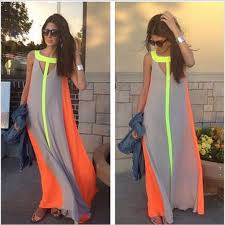 Cool Neon Summer Long Beach Dress Long Beach Dress Chiffon Dress Long Maxi Dress