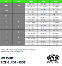 animal wetsuit size chart thewaveshack com