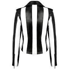 Express black white blazer stripe knit preppy work. Jacket Women S Leather Jacket Killstar Beetlejuice Black White Metal Shop Eu