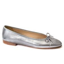 Labellov Chanel Cc Silver Leather Ballerina Flats Size 38