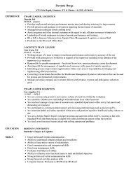 The following team leader sample resume is created using stylish resume builder. Logistics Team Leader Resume Samples Velvet Jobs