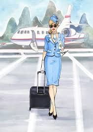 This Is A Print From My Original Fashion Illustration Inspired By The Beautiful Flight Att Fashion Illustration Print Flight Attendant Fashion Art Illustration