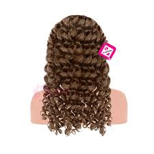 wig loose curly hair dark brown color