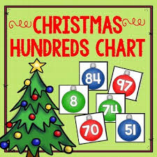 christmas hundreds chart number cards