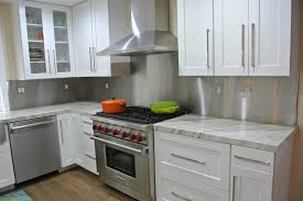 I taped it in place and trimmed off the dried cement with lacquer thinner. Stainless Steel Backsplash With Trim Transitional Kitchen Orange County By Ss Metal Fabricators Inc Houzz