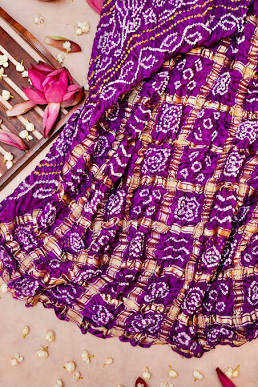 Royal Tradition in Purple Handwoven Georgette Silk Gharchola Saree ...