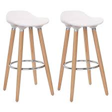 Songmics Set Of 2 Bar Stool Chair Kitchen Breakfast Swivel Barstool With Beechwood Legs Height 28 8 Whit Bar Stools Modern Bar Stools Kitchen Bar Stool Chairs