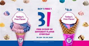 Baskin Robbins Singapore Buy 1 Free 1 Promotion 30 Jun 30 Jul 2020 Baskin Robbins Buy 1 Robbins