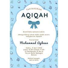 Contoh desain undangan aqiqah yang baik, unik, lucu, elegan, dan kreatif beserta referensi tulisan, kata kata, dan doa di referensi desain undangan aqiqah untuk kamu yang ingin tasyakuran. Jual Undangan Aqiqah 2 Biru Muda Kota Bekasi Suvenir Kecik Tokopedia