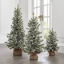 Flocked Pine Trees Crate And Barrel 1 Large 4 Medium 6 Small Country Christmas Decorations Christmas Decor Diy Farmhouse Christmas Decor