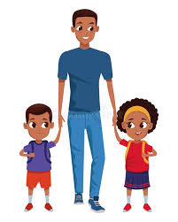 Family Single Parent With Childrens Cartoon Stock Vector ...