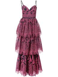 Marchesa Notte Floral Embroidered Tiered Gown Farfetch Com Elegant Cocktail Dress Gowns Evening Gowns
