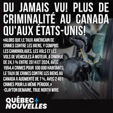 Le Canada affiche désormais des taux de criminalité plus élevés que ceux  des États-Unis, et la tendance est à la hausse