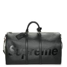 Black And White Louis Vuitton Duffle Bag Louis Vuitton X Supreme Epi Keepall Bandouliere 55 Black Louis Vuitton Duffle Bag Black Duffle Bag Leather Duffle Bag