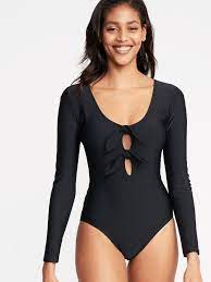 Tie Front Long Sleeve Swimsuit For Women Old Navy Long Sleeve Swimsuit Long Sleeve Bathing Suit Sleeve Swimsuit