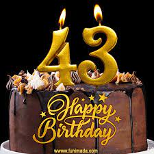 43 Birthday Chocolate Cake With Gold Glitter Number 43 Candles Gif Download On Funimada Com