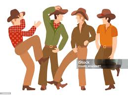Vetores de Dan&ccedil;arinos Do Country Western Em Roupas Tradicionais De Cowboy  Estilo Plano Chap&eacute;u Cal&ccedil;as Cinto Com Gancho Camisa Xadrez Len&ccedil;o No Pesco&ccedil;o  Ilustra&ccedil;&atilde;o Vetorial Para Escola De Dan&ccedil;a Landing Page Festa