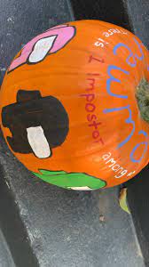 Among Us Pumpkin Painting Video Creative Pumpkin Decorating Pumpkin Halloween Decorations Pumpkin Decorating Diy